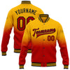 Custom Gold Red-Black Bomber Full-Snap Varsity Letterman Fade Fashion Jacket