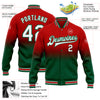 Custom Red White-Kelly Green Bomber Full-Snap Varsity Letterman Fade Fashion Jacket