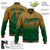 Custom Old Gold Kelly Green-Black Bomber Full-Snap Varsity Letterman Fade Fashion Jacket