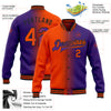 Custom Purple Orange-Black Bomber Full-Snap Varsity Letterman Gradient Fashion Jacket