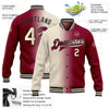 Custom Maroon Cream-Black Bomber Full-Snap Varsity Letterman Gradient Fashion Jacket