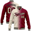 Custom Maroon Cream-Black Bomber Full-Snap Varsity Letterman Gradient Fashion Jacket