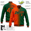 Custom Kelly Green Orange-Black Bomber Full-Snap Varsity Letterman Gradient Fashion Jacket