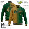 Custom Kelly Green Old Gold-Black Bomber Full-Snap Varsity Letterman Gradient Fashion Jacket