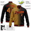 Custom Black Old Gold-Red Bomber Full-Snap Varsity Letterman Gradient Fashion Jacket