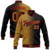 Custom Black Old Gold-Red Bomber Full-Snap Varsity Letterman Gradient Fashion Jacket