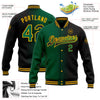 Custom Black Kelly Green-Gold Bomber Full-Snap Varsity Letterman Gradient Fashion Jacket