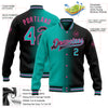 Custom Black Aqua-Pink Bomber Full-Snap Varsity Letterman Gradient Fashion Jacket