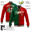 Custom Red Vintage Mexican Flag Kelly Green Cream-Black Bomber Full-Snap Varsity Letterman Gradient Fashion Jacket