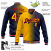 Custom Navy Gold-Red Bomber Full-Snap Varsity Letterman Gradient Fashion Jacket