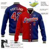 Custom Royal Red-Cream Bomber Full-Snap Varsity Letterman Gradient Fashion Jacket