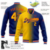 Custom Royal Yellow-Orange Bomber Full-Snap Varsity Letterman Gradient Fashion Jacket