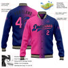 Custom Royal Pink-Black Bomber Full-Snap Varsity Letterman Gradient Fashion Jacket