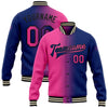 Custom Royal Pink-Black Bomber Full-Snap Varsity Letterman Gradient Fashion Jacket