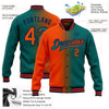 Custom Teal Orange-Navy Bomber Full-Snap Varsity Letterman Gradient Fashion Jacket