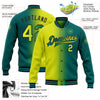 Custom Teal Neon Yellow-Black Bomber Full-Snap Varsity Letterman Gradient Fashion Jacket