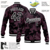 Custom Burgundy Black-White Plant And Flower 3D Pattern Design Bomber Full-Snap Varsity Letterman Jacket