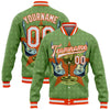 Custom Green White-Orange Guitar Music Festival 3D Pattern Design Bomber Full-Snap Varsity Letterman Jacket