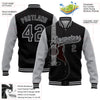 Custom Black Gray Guitar Music Festival 3D Pattern Design Bomber Full-Snap Varsity Letterman Jacket