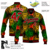 Custom Black Red-White Black History Month 3D Pattern Design Bomber Full-Snap Varsity Letterman Jacket