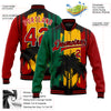 Custom Gold Red Black-Kelly Green Black History Month Hawaii Palm Trees 3D Bomber Full-Snap Varsity Letterman Jacket