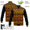 Custom Black Gold Red-Kelly Green Black History Month 3D Pattern Design Bomber Full-Snap Varsity Letterman Jacket