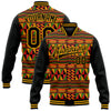 Custom Black Gold Red-Kelly Green Black History Month 3D Pattern Design Bomber Full-Snap Varsity Letterman Jacket