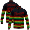 Custom Black Red Kelly Green-Gold Black History Month 3D Pattern Design Bomber Full-Snap Varsity Letterman Jacket