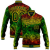 Custom Red Green-Gold Black History Month 3D Pattern Design Bomber Full-Snap Varsity Letterman Jacket