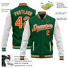 Custom Kelly Green Orange-White Bomber Full-Snap Varsity Letterman Two Tone Jacket