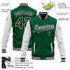 Custom Kelly Green Black-White Bomber Full-Snap Varsity Letterman Two Tone Jacket