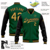 Custom Kelly Green Old Gold-Black Bomber Full-Snap Varsity Letterman Two Tone Jacket