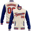 Custom Cream Orange-Royal Bomber Full-Snap Varsity Letterman Two Tone Jacket