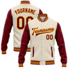 Custom Cream Crimson-Gold Bomber Full-Snap Varsity Letterman Two Tone Jacket