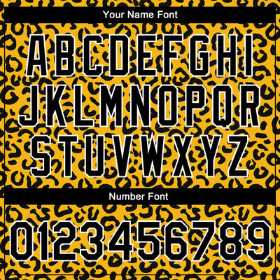 Custom Gold Black-White Leopard Print 3D Pattern Design Bomber Full-Snap Varsity Letterman Jacket