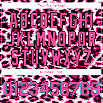 Custom Pink Sky Blue-Black Leopard Print 3D Pattern Design Bomber Full-Snap Varsity Letterman Jacket