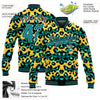 Custom Gold Teal-Black Leopard And Zebra Print 3D Pattern Design Bomber Full-Snap Varsity Letterman Jacket