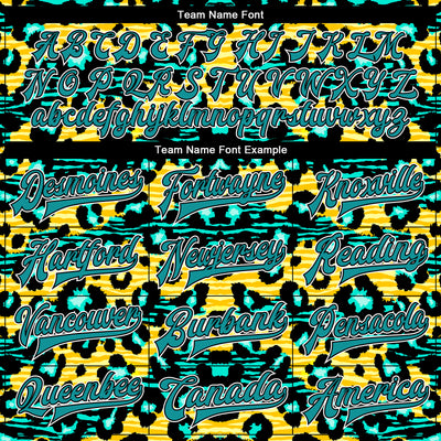 Custom Gold Teal-Black Leopard And Zebra Print 3D Pattern Design Bomber Full-Snap Varsity Letterman Jacket