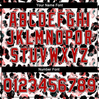 Custom White Red-Black Leopard Print 3D Pattern Design Bomber Full-Snap Varsity Letterman Jacket