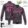 Custom Gray Pink-Black Leopard Print 3D Pattern Design Bomber Full-Snap Varsity Letterman Jacket