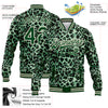 Custom Green City Cream Leopard Print 3D Pattern Design Bomber Full-Snap Varsity Letterman Jacket