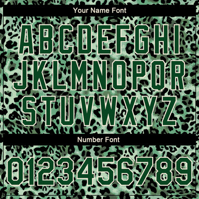 Custom Green City Cream Leopard Print 3D Pattern Design Bomber Full-Snap Varsity Letterman Jacket