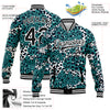 Custom Teal Black-White Leopard Print 3D Pattern Design Bomber Full-Snap Varsity Letterman Jacket