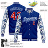 Custom Royal Red-White Christmas 3D Bomber Full-Snap Varsity Letterman Jacket