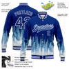 Custom Royal White Christmas Tree 3D Bomber Full-Snap Varsity Letterman Jacket