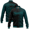 Custom Black Teal Halftone 3D Pattern Design Bomber Full-Snap Varsity Letterman Jacket