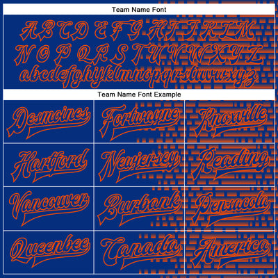 Custom Royal Orange Halftone 3D Pattern Design Bomber Full-Snap Varsity Letterman Jacket