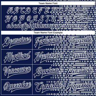 Custom Navy White Halftone 3D Pattern Design Bomber Full-Snap Varsity Letterman Jacket