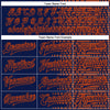 Custom Navy Orange Halftone 3D Pattern Design Bomber Full-Snap Varsity Letterman Jacket