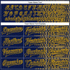 Custom Navy Gold Halftone 3D Pattern Design Bomber Full-Snap Varsity Letterman Jacket